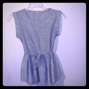 Vertical Striped Peplum Top tie at waist S Small